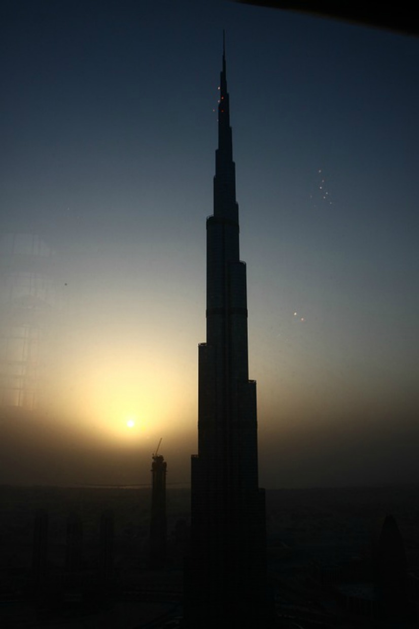 The Sun Hitting the Top Floors of the Burj Khalifa