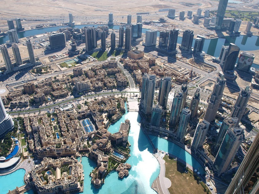 An aerial shot of Dubai
