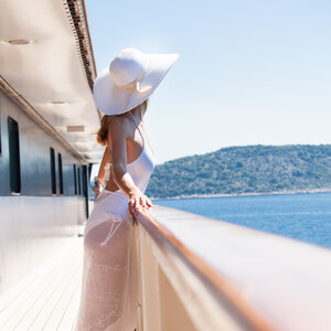 Couple on cruise ship deck