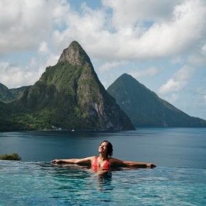 Woman relaxing in Saint Lucia
