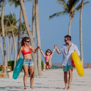 Family at the beach in Oman