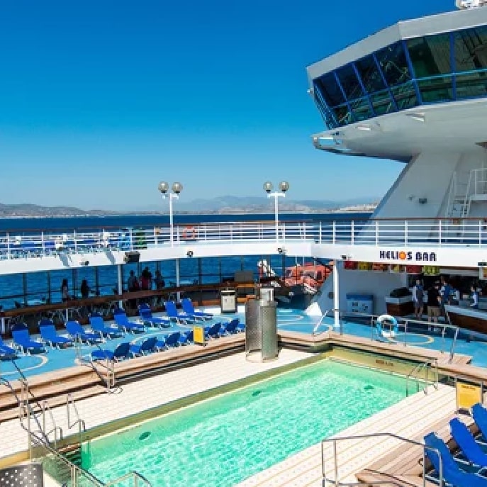 Swimming pool on a Celestyal cruise