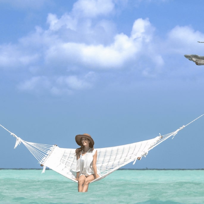 Beach hammock in the Maldives, Indian Ocean