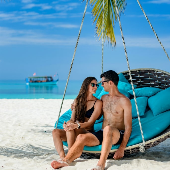 Couple on a Maldivian beach