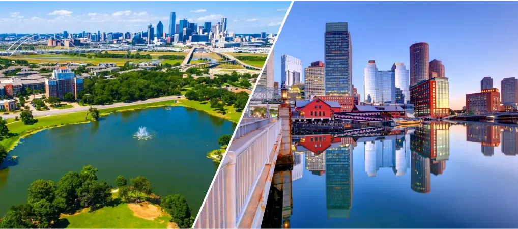 Dallas and Boston
