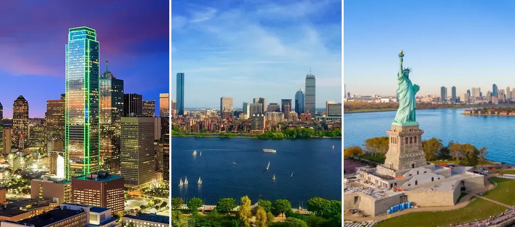 Dallas, Boston and New Jersey